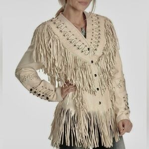 Women's Fringe Jacket in Cream